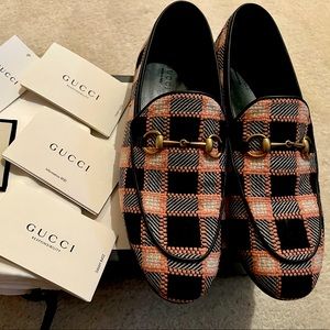 Gucci Jordaan Tweed Loafers - Size 38.5